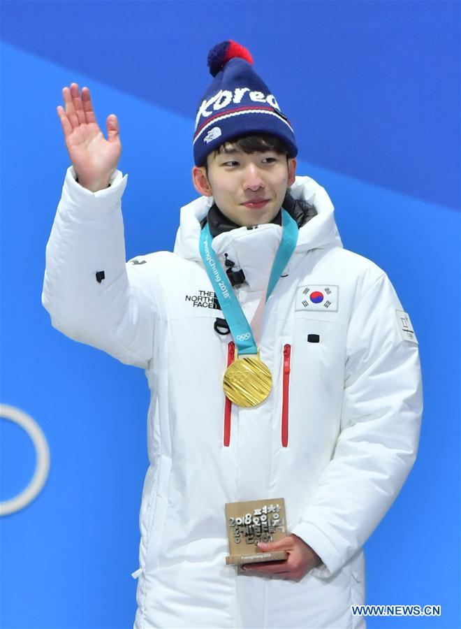 (SP)OLY-SOUTH KOREA-PYEONGCHANG-SHORT TRACK-MEN'S 1500M-MEDAL CEREMONY