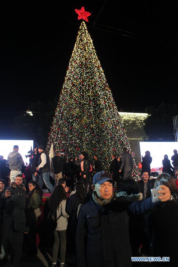 MIDEAST-BETHLEHEM-CHRISTMAS TREE-LIGHTING