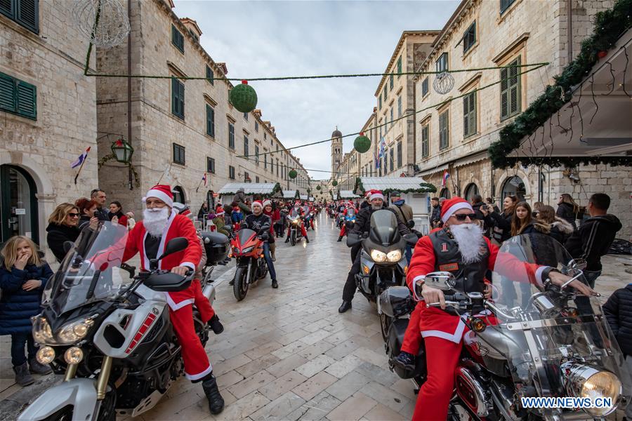 CROATIA-DUBROVNIK-SANTA CLAUS-MOTORCYCLE RIDERS