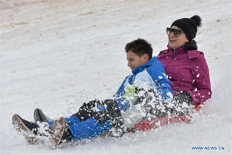 CROATIA-LOVINAC-SNOW-SLEDGING