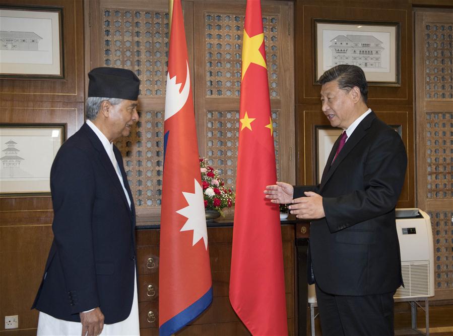 NEPAL-KATHMANDU-CHINA-XI JINPING-SHER BAHADUR DEUBA-MEETING