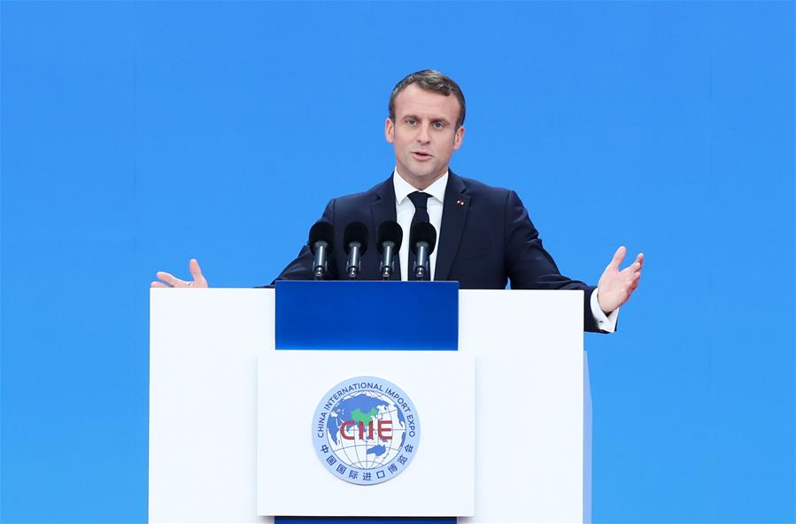 (CIIE)CHINA-SHANGHAI-CIIE-OPENING CEREMONY-FRENCH PRESIDENT (CN)