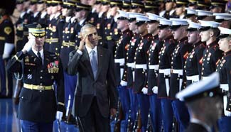 Obama attends Armed Forces Full Honor Farewell Ceremony for president