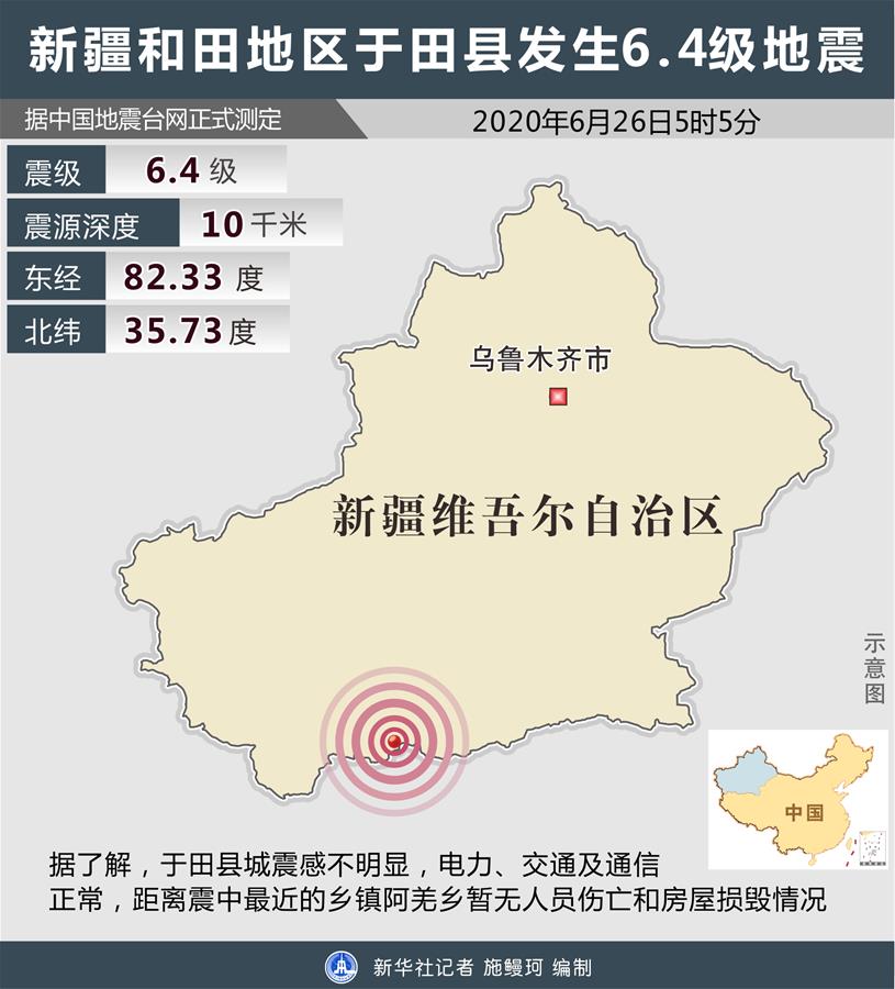 （图表）［地震］新疆和田地区于田县发生6.4级地震